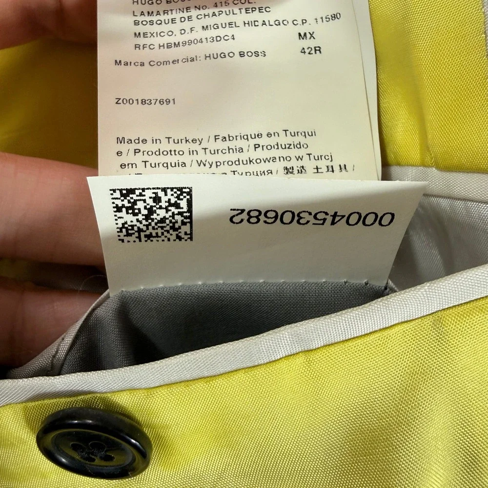 Hugo Boss The‎ James1 Grey Wool Blazer Yellow Lining Guabello Italy 42R Luxury